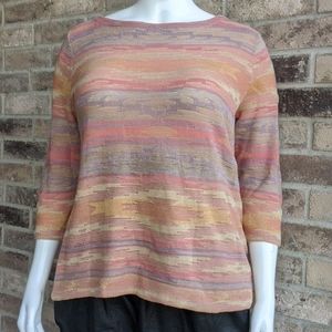 Multicolored 3/4 sleeve knit top